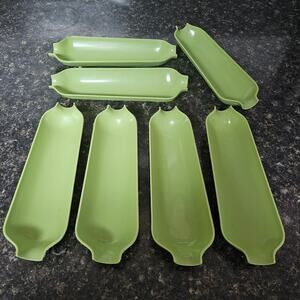 VINTAGE 1960s ROYAL Product Corn Cob  Holders Tray set of 7 Plastic made in USA